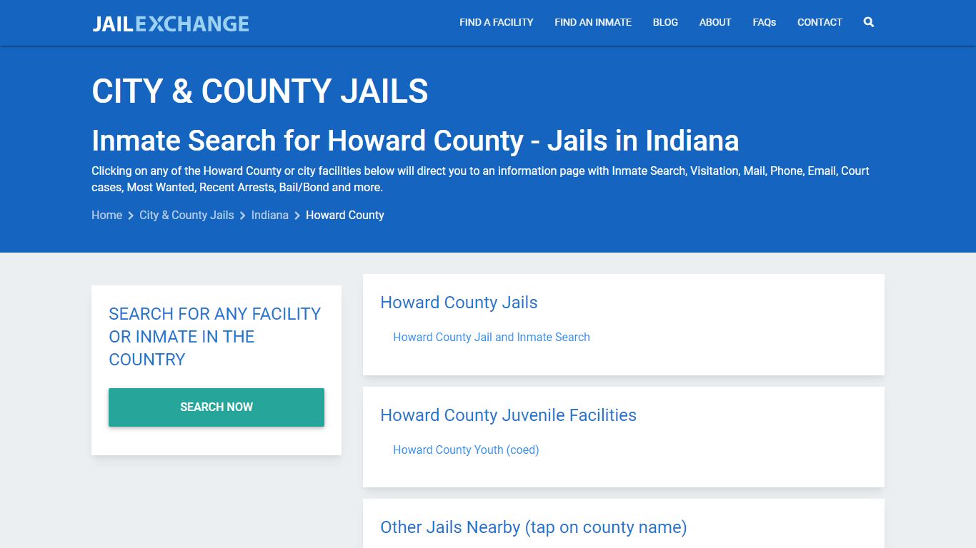 Inmate Search for Howard County | Jails in Indiana - Jail Exchange